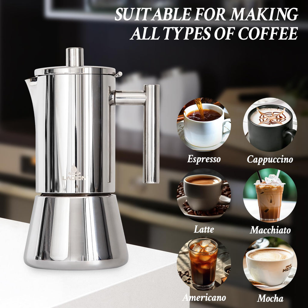 6 Cup Stainless Steel Stovetop Espresso Maker M354