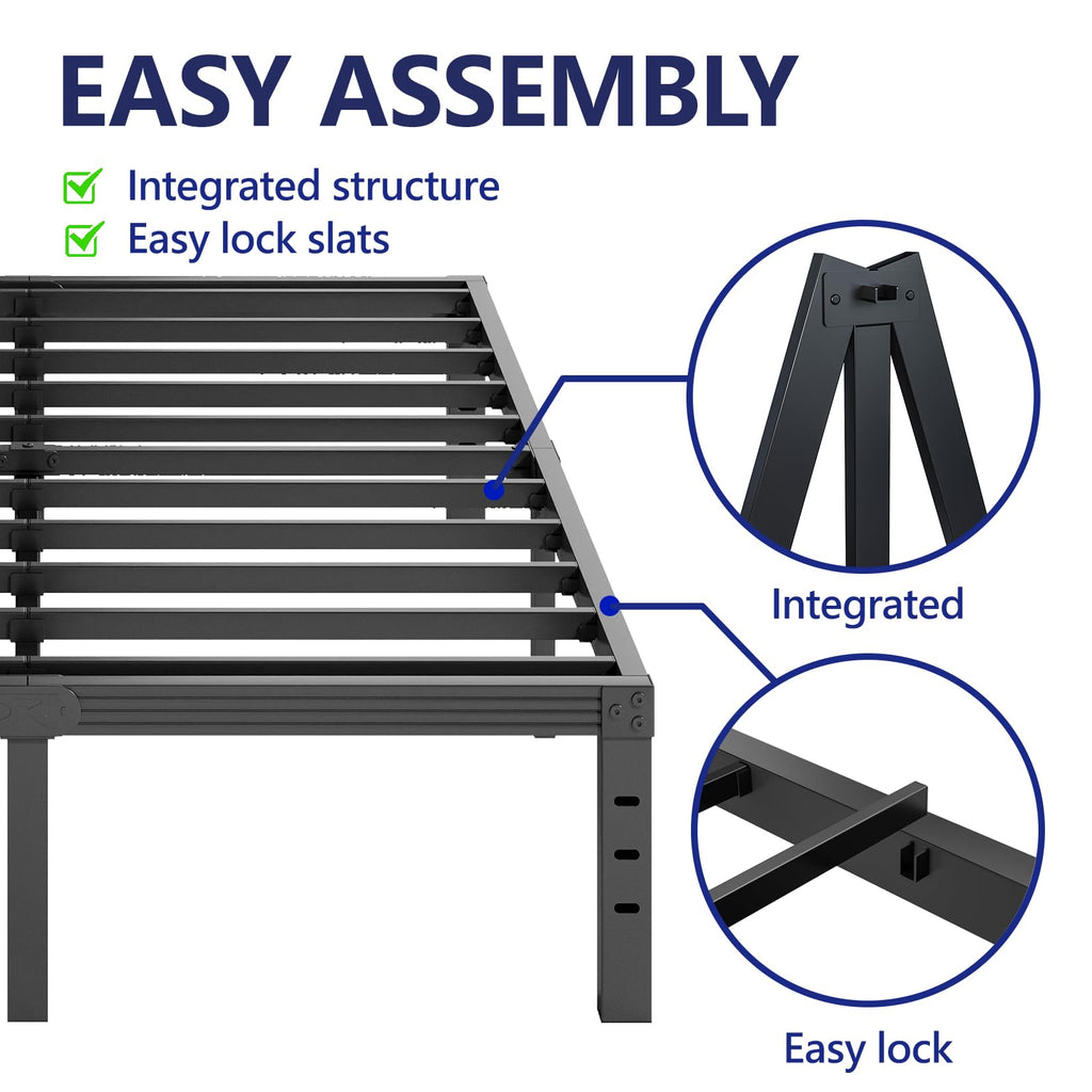 18 Inch High Metal Full Size Platform Bed Frame, Black R637