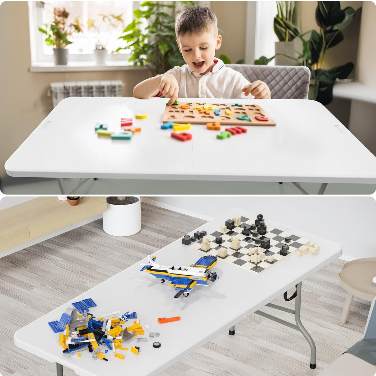 Folding Table 6ft Portable Collapsible Plastic White N116