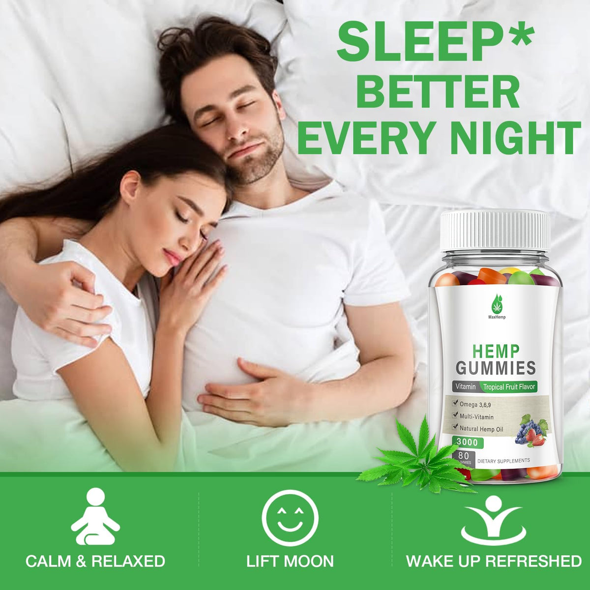Hemp Gummies 100% Natural Organic Vegan 3 Packs I451899