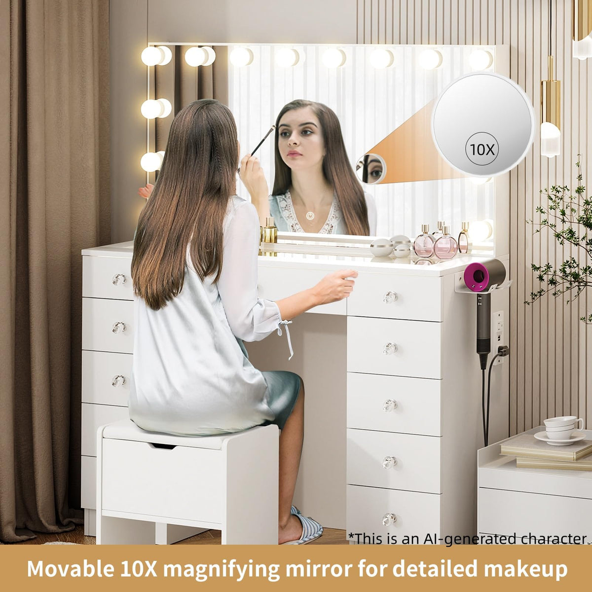 Vanity with Lighted Mirror C12408