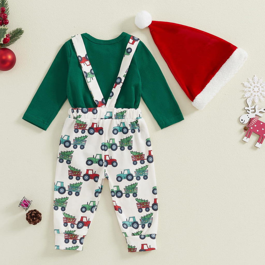 St Patricks Day Baby Boy Outfit Romper Onesie Suspender Pants Set With Beanie Hat Q897709