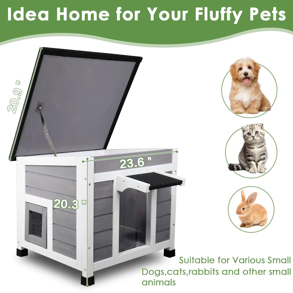 Grey Outdoor Insulated Cat House J856191