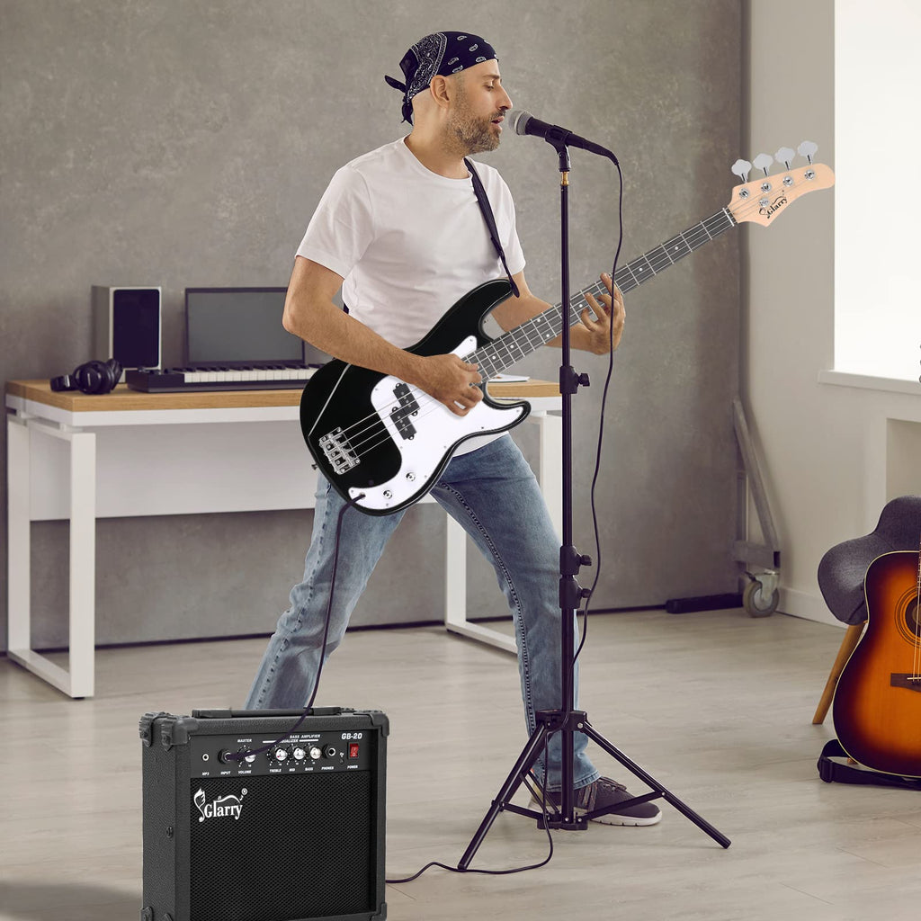 Full Size 4 String Basswood Electric Bass Guitar Beginner Kit with 20W Amp P792684