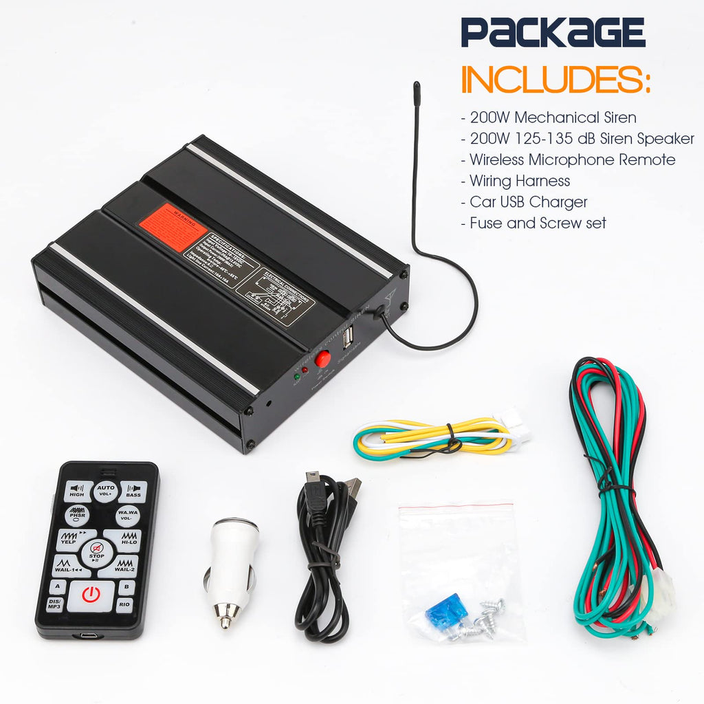 12V 200W 20 Tones Emergency Siren PA System I9266