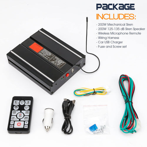 12V 200W 20 Tones Emergency Siren PA System I9266