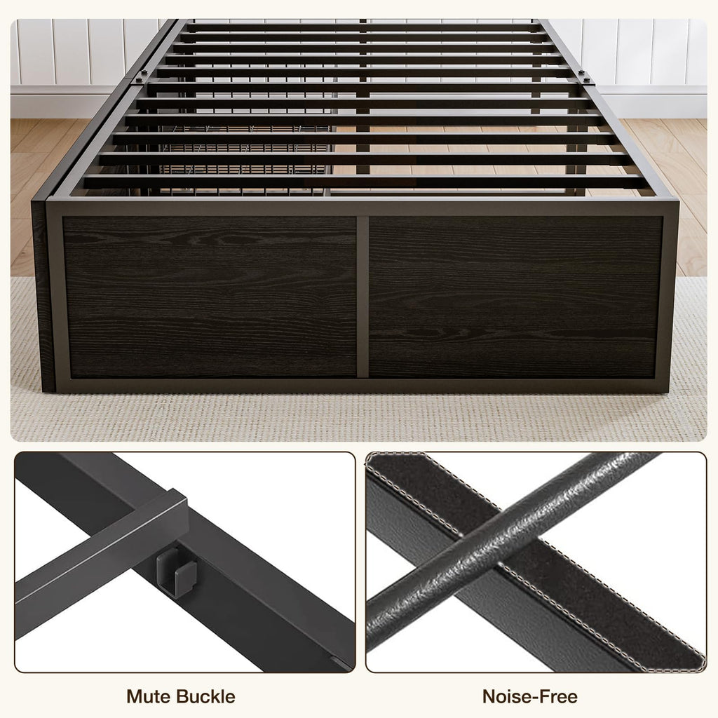Twin Metal Platform Bed Frame with 2 XL Storage Drawers S8110