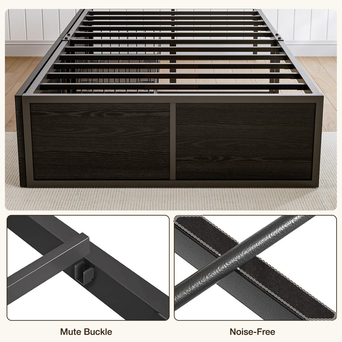 Twin Metal Platform Bed Frame with 2 XL Storage Drawers S8110