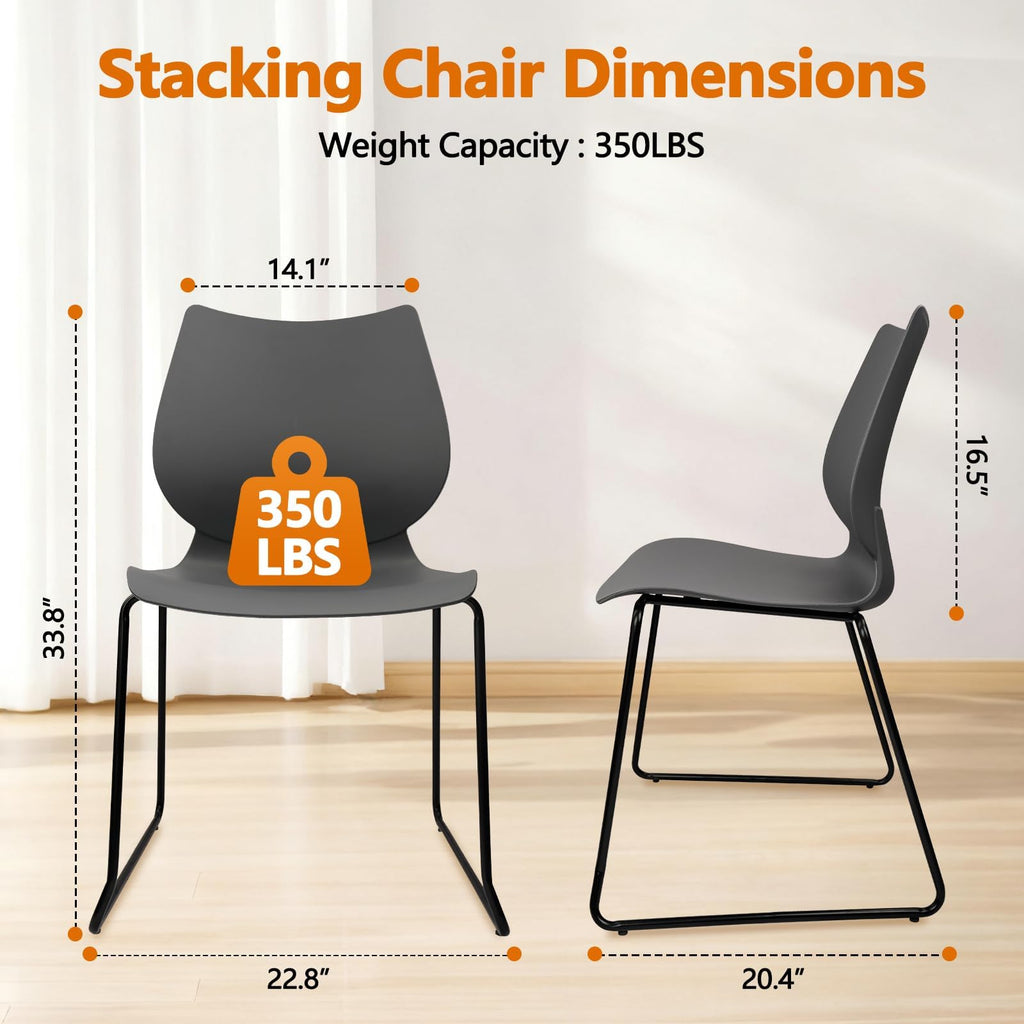 Stacking Chairs with Metal Legs Set of 12, Grey S4374
