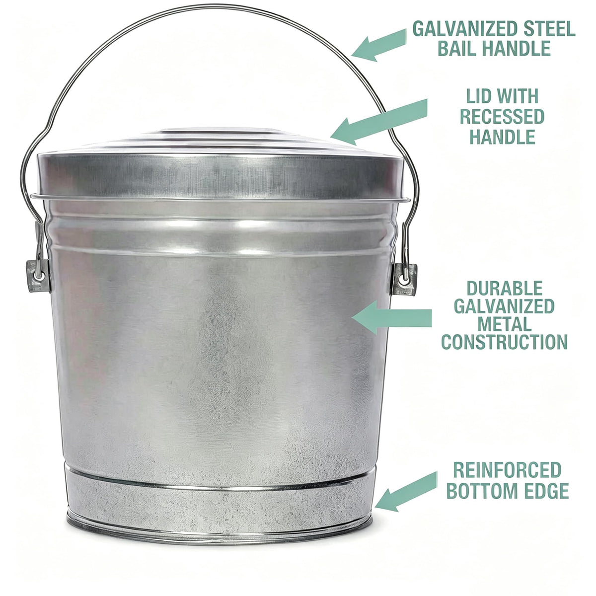 Galvanized Steel 6 Gallon Storage Can with Locking Lid M228609