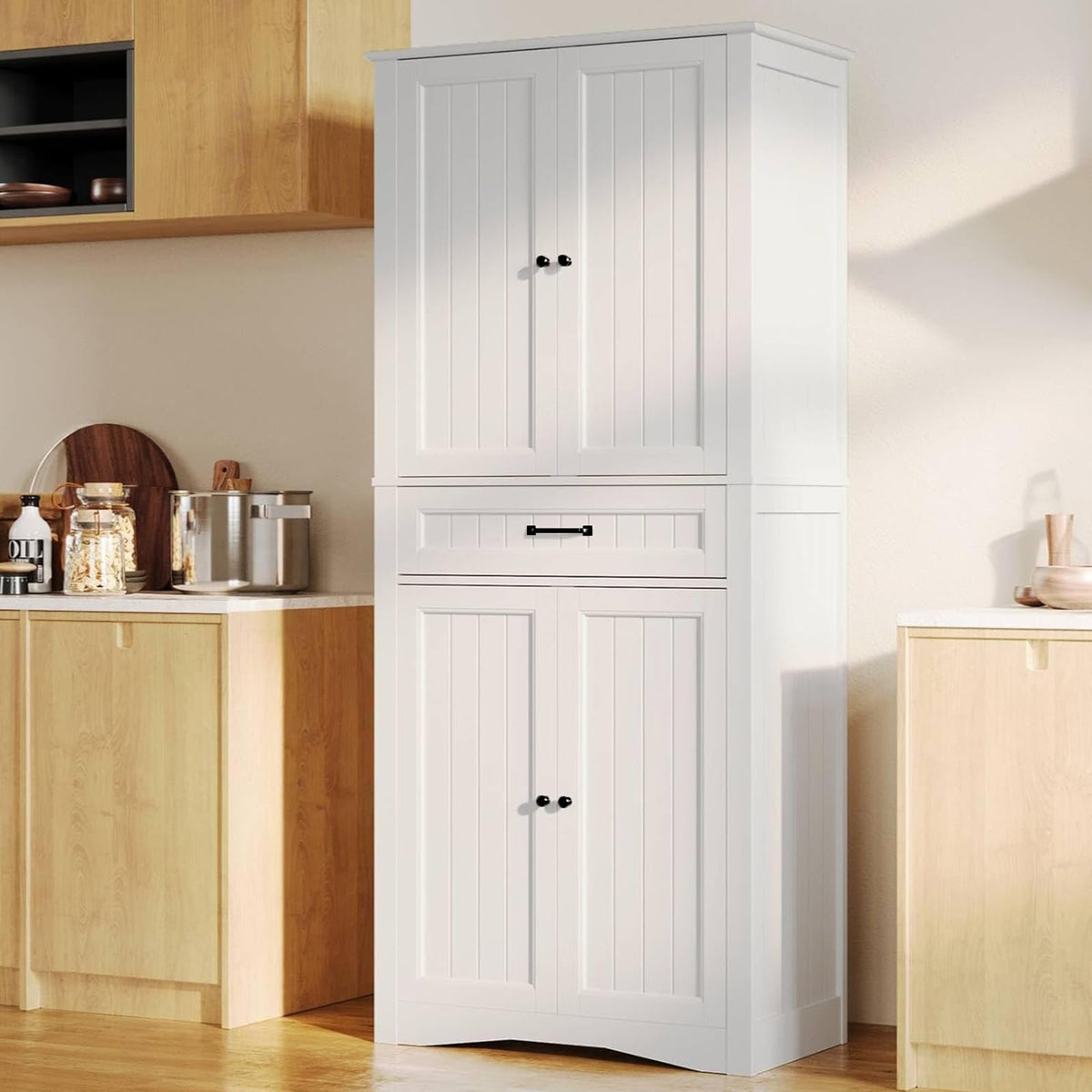 71" White Kitchen Pantry Storage Cabinet K5863