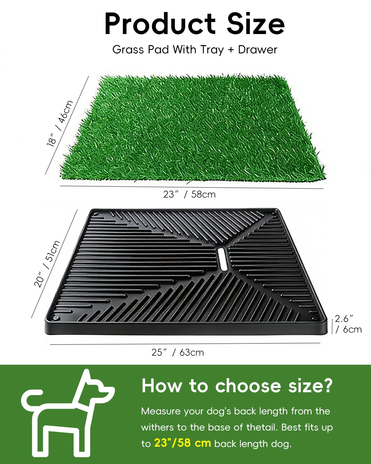 25" x 20" Artificial Grass Dog Potty Training Pad with Tray Q35941