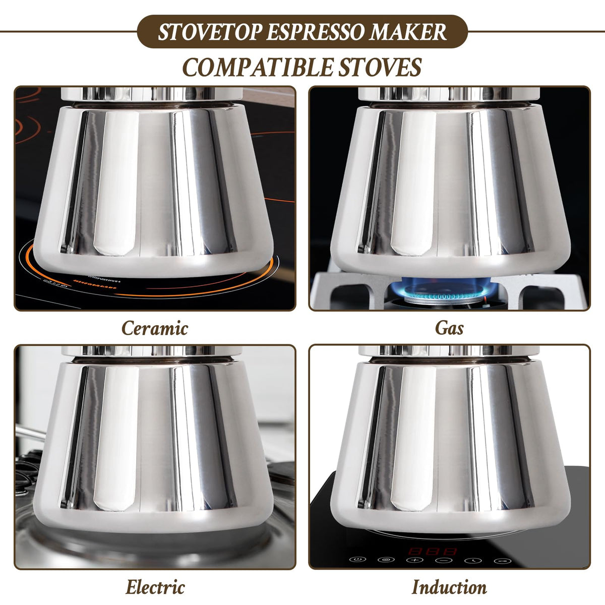 6 Cup Stainless Steel Stovetop Espresso Maker M354