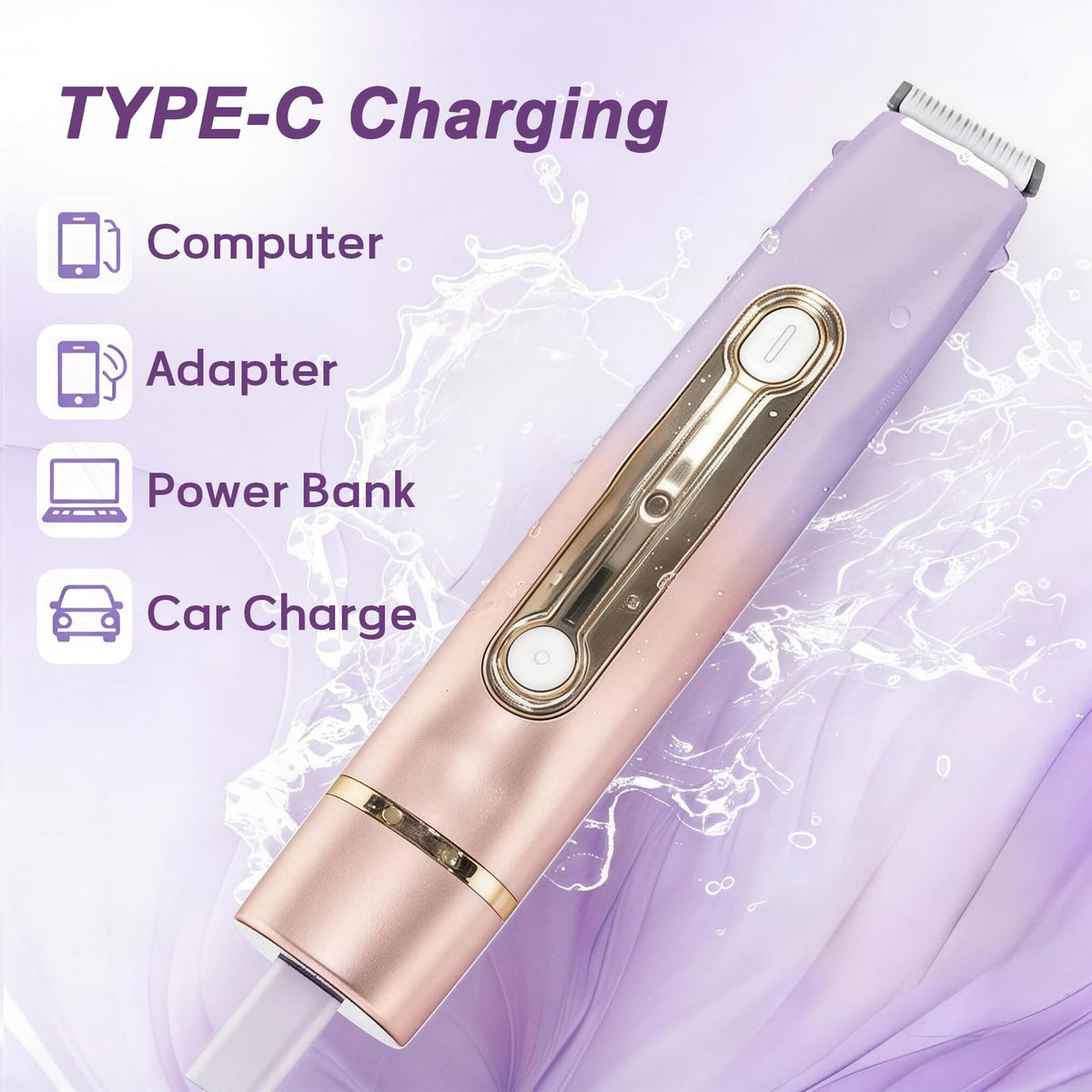 Light Purple Waterproof Dual-Head Bikini Trimmer I2549
