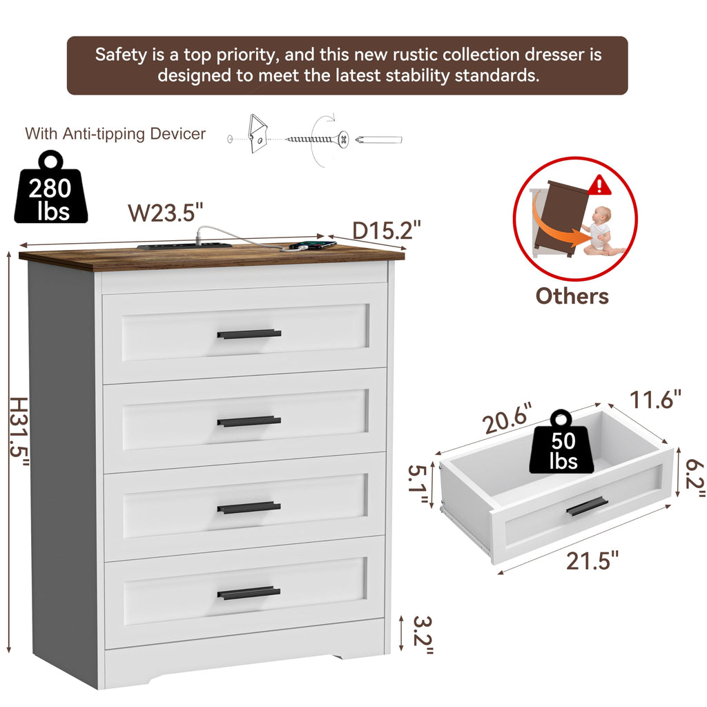 White 4 Drawer Dresser Q2582