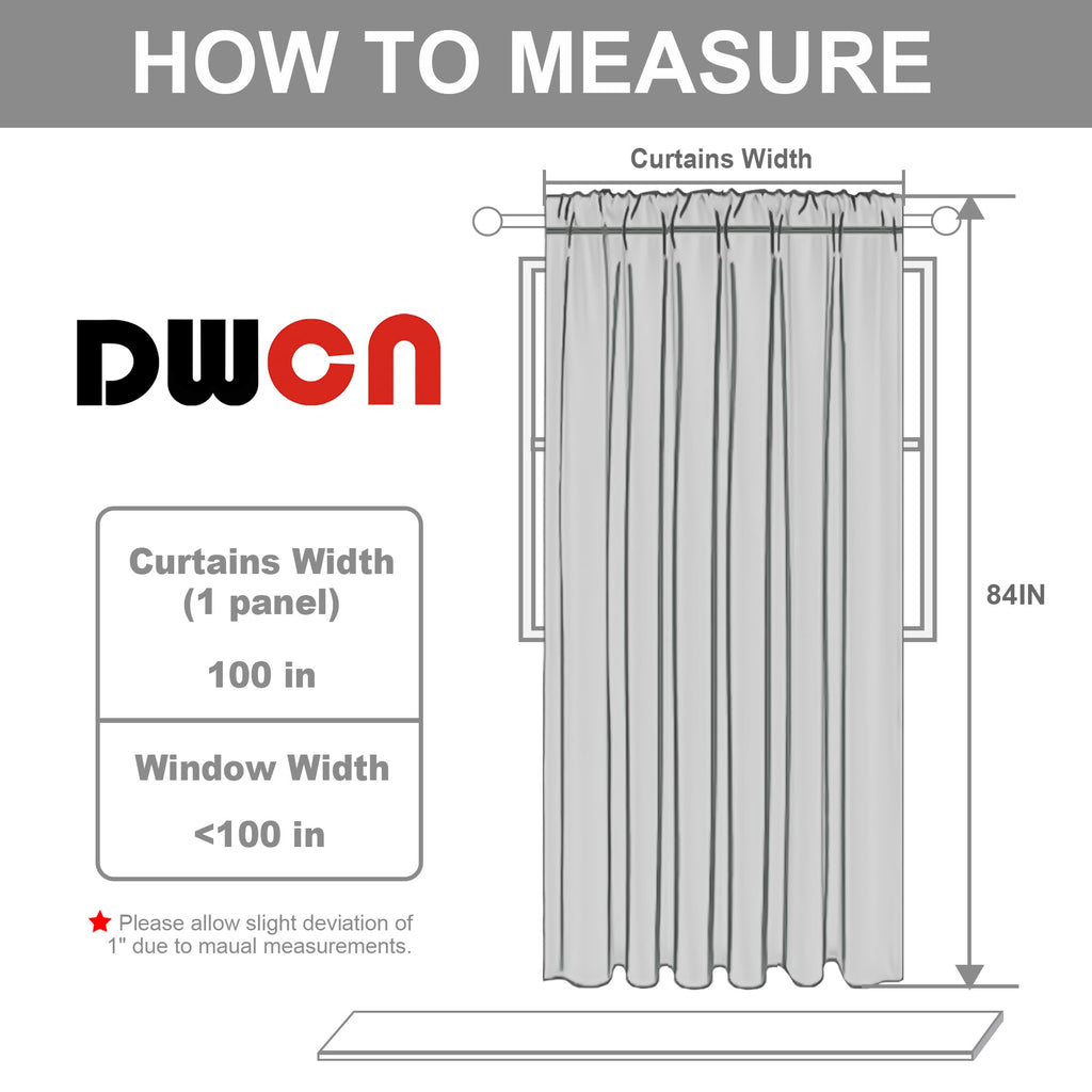Extra Wide Blackout Thermal Curtain Panel with Back Tab & Rod Pocket, 100 x 84 Inches, Greyish White E1078