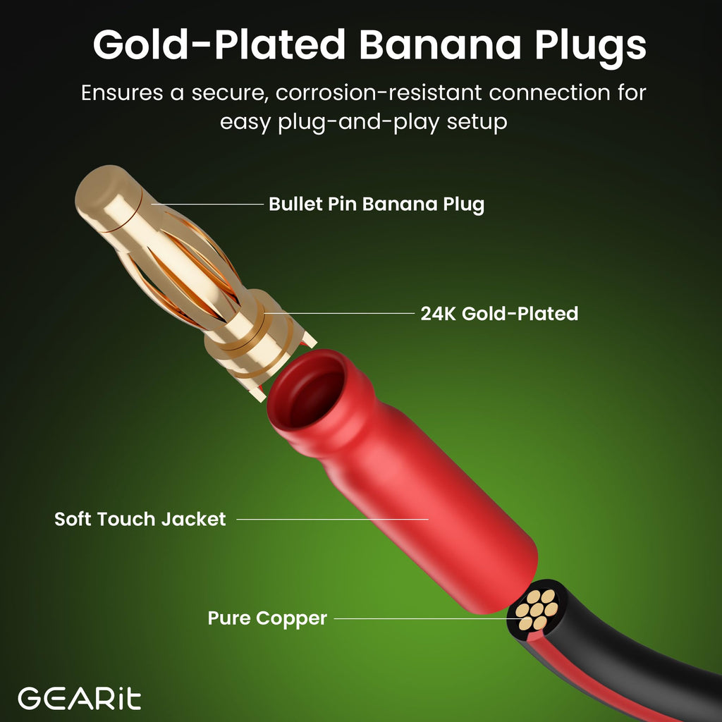 14 Gauge OFC Speaker Wire with Banana Plugs, 2 Pack 6.6 ft Each D913