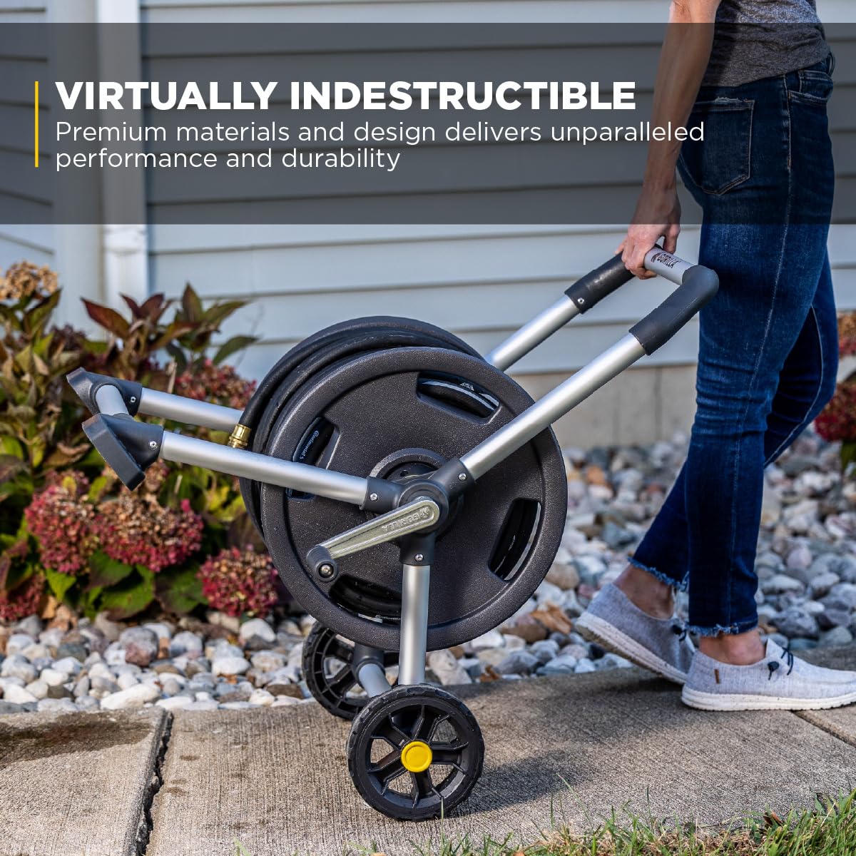 Aluminum Garden Hose Reel, 200 Ft, Brass Fittings T2700