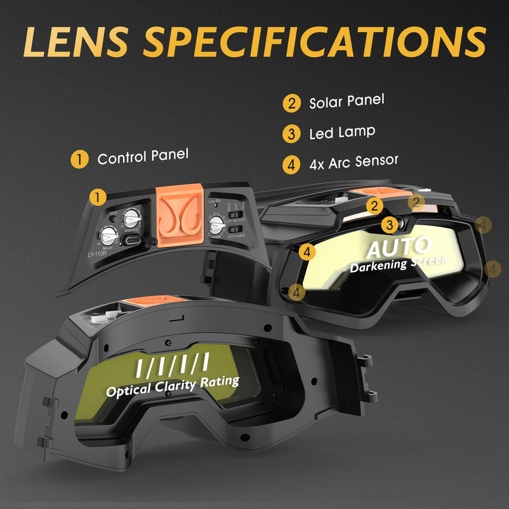 Auto-Darkening Welding Goggles with LED Light X4427
