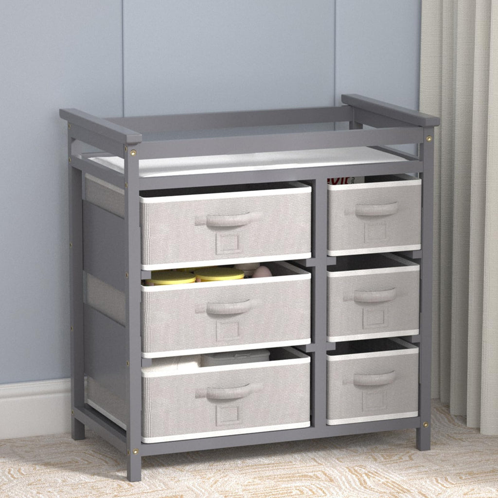 Baby Changing Table with 6 Drawers Storage Station O31414