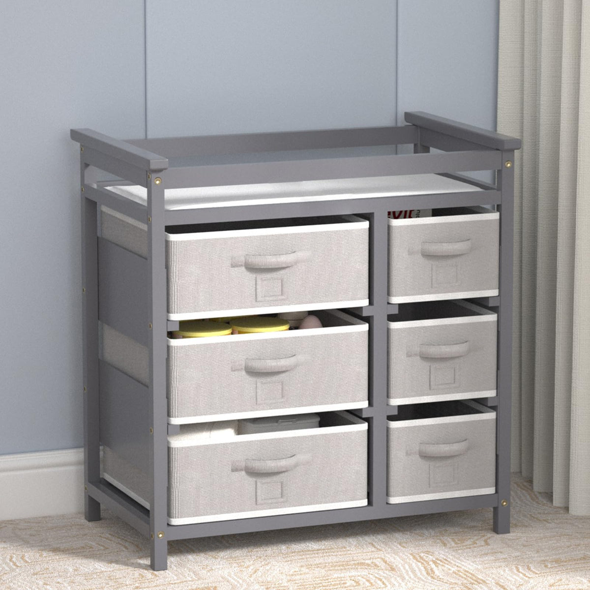 Baby Changing Table with 6 Drawers Storage Station O31414