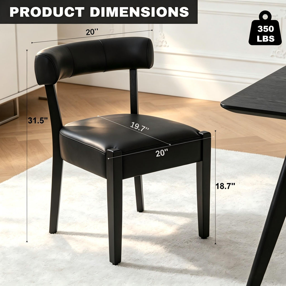 Black Faux Leather Dining Chairs Set of 4 Y559