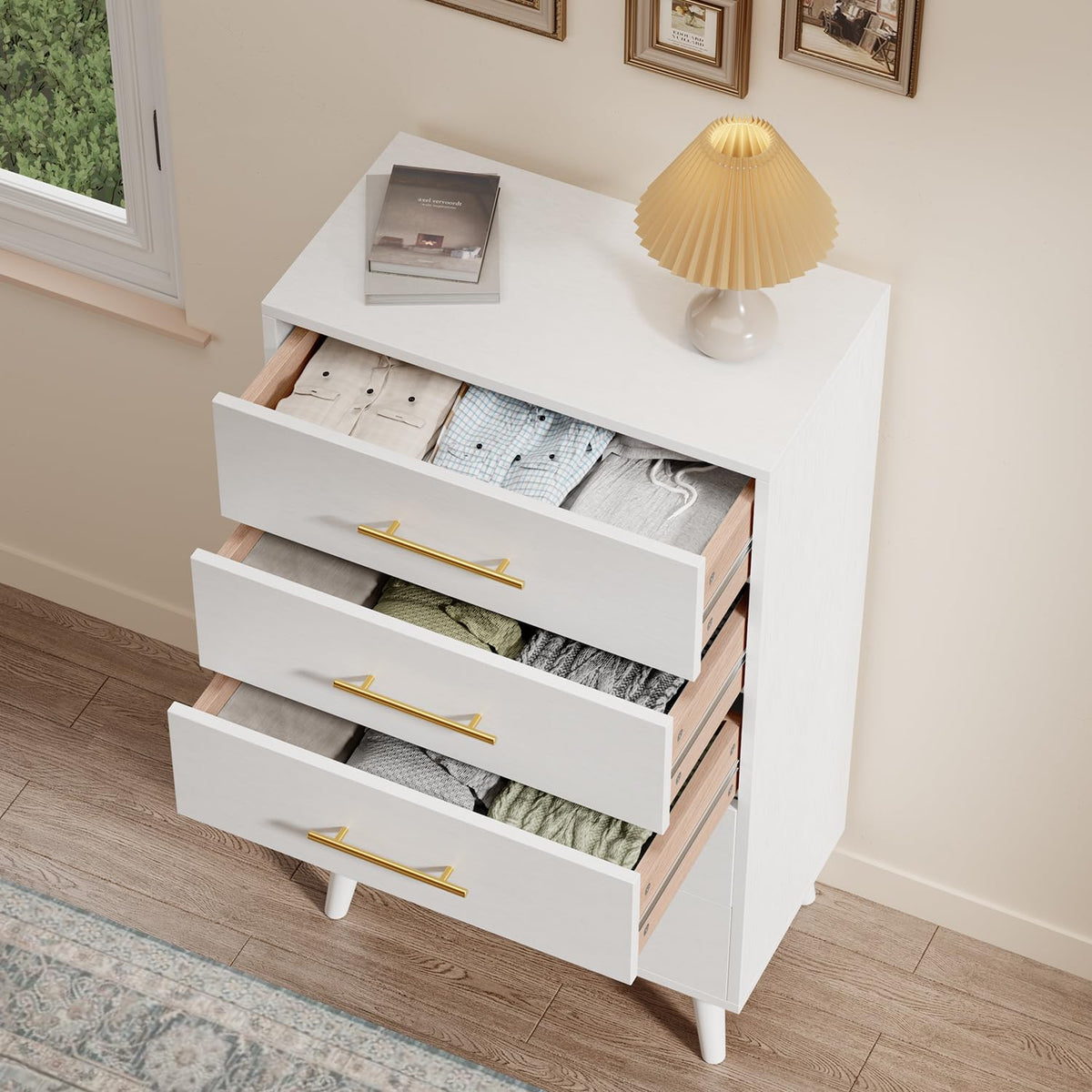 White 5 Drawer Dresser R912