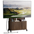 Rolling TV Stand with Mount for 32-75 Inch, Walnut Q892