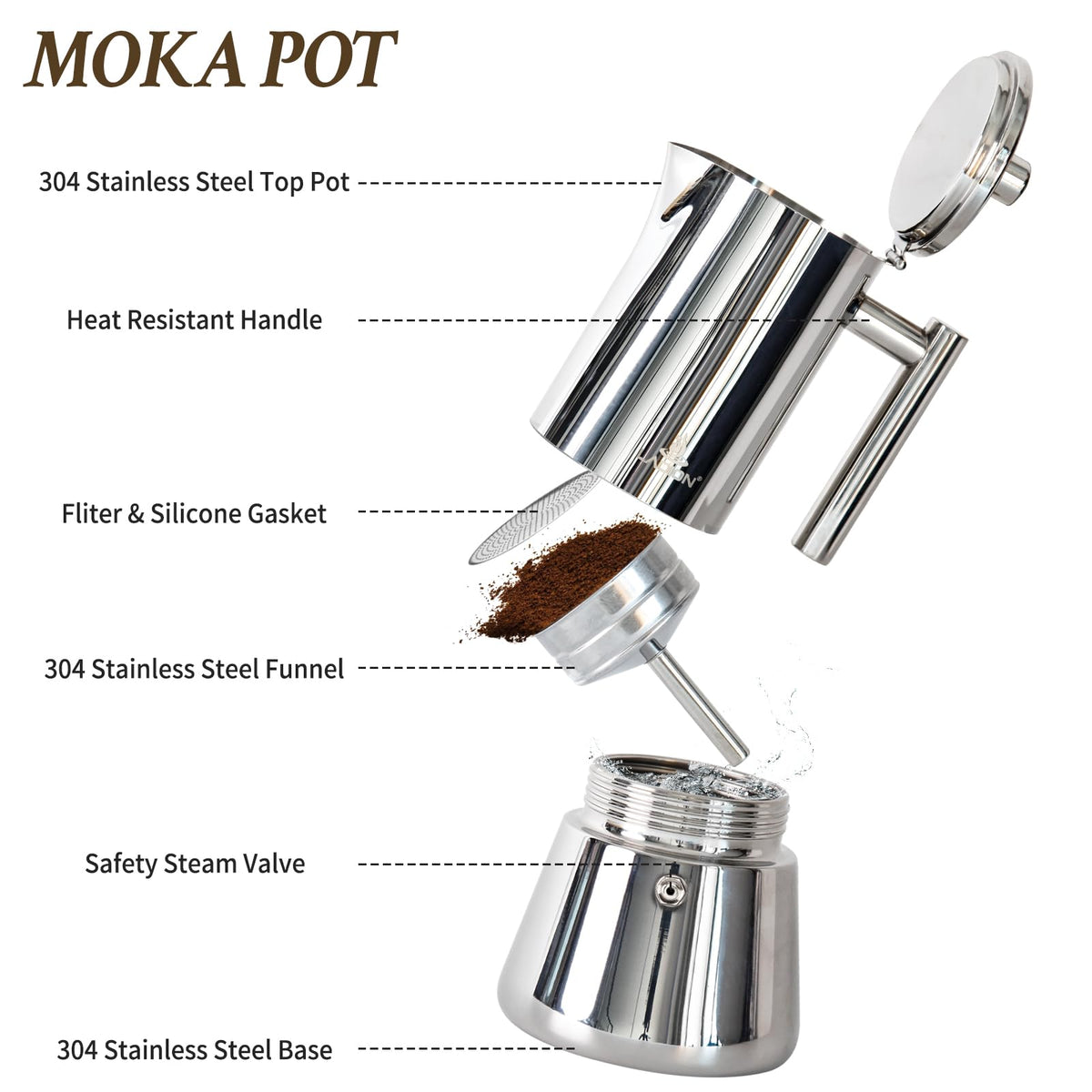 6 Cup Stainless Steel Stovetop Espresso Maker M354