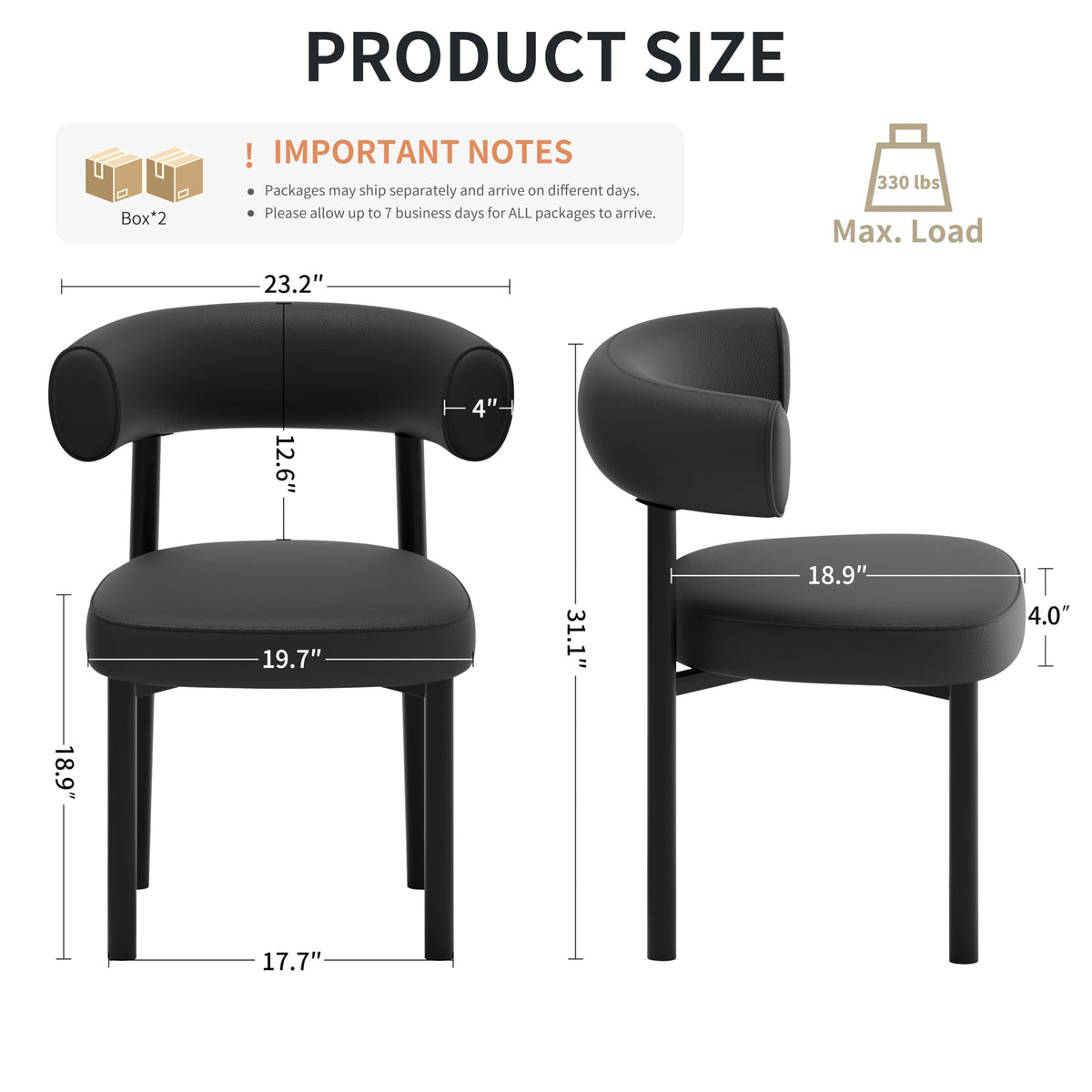 Black Faux Leather Dining Chairs Set of 4 Z721761