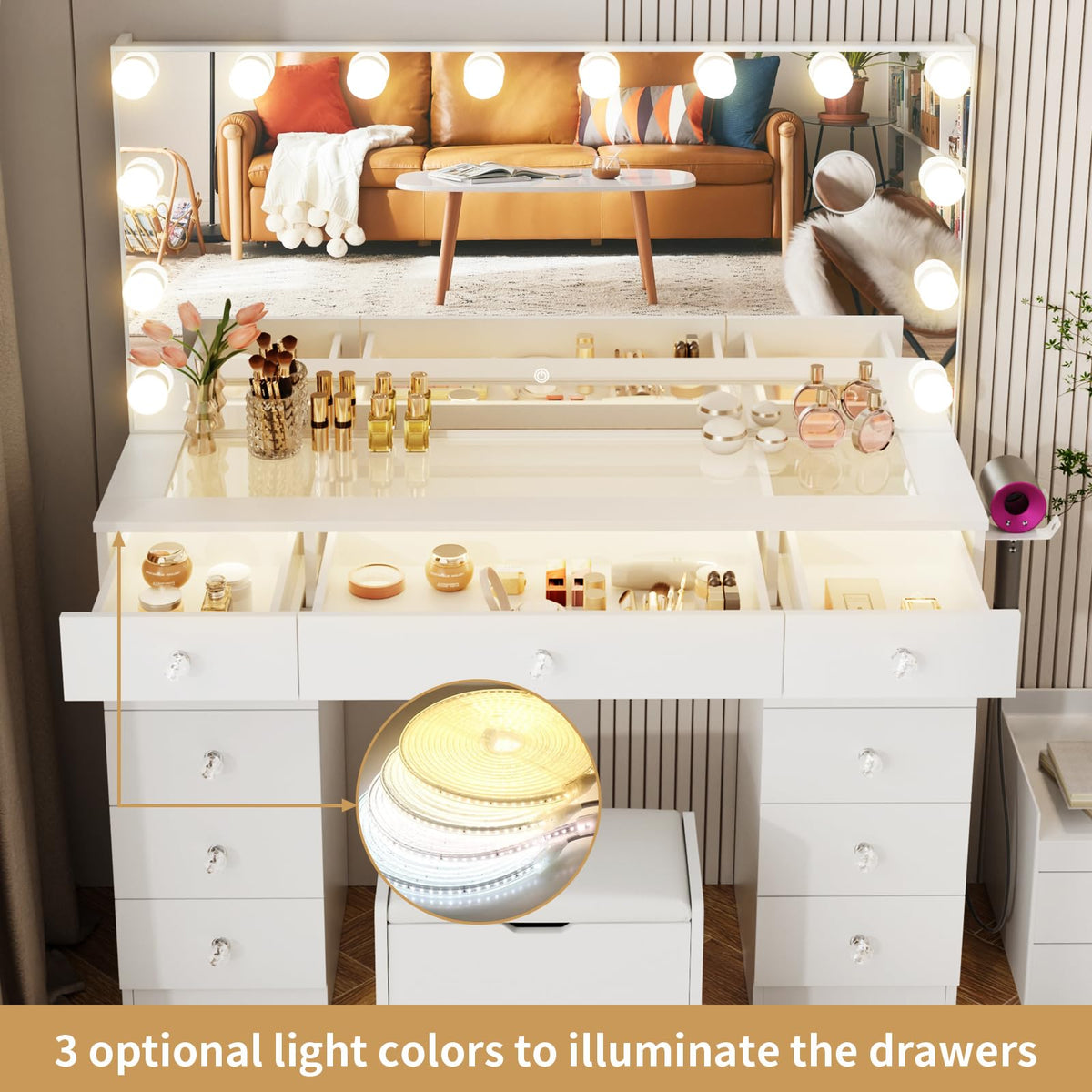 Vanity with Lighted Mirror C12408