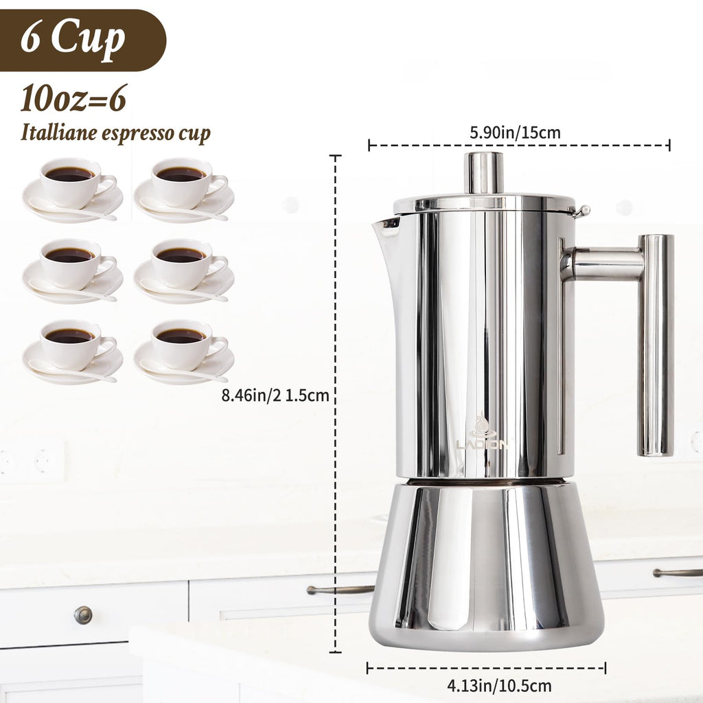6 Cup Stainless Steel Stovetop Espresso Maker M354