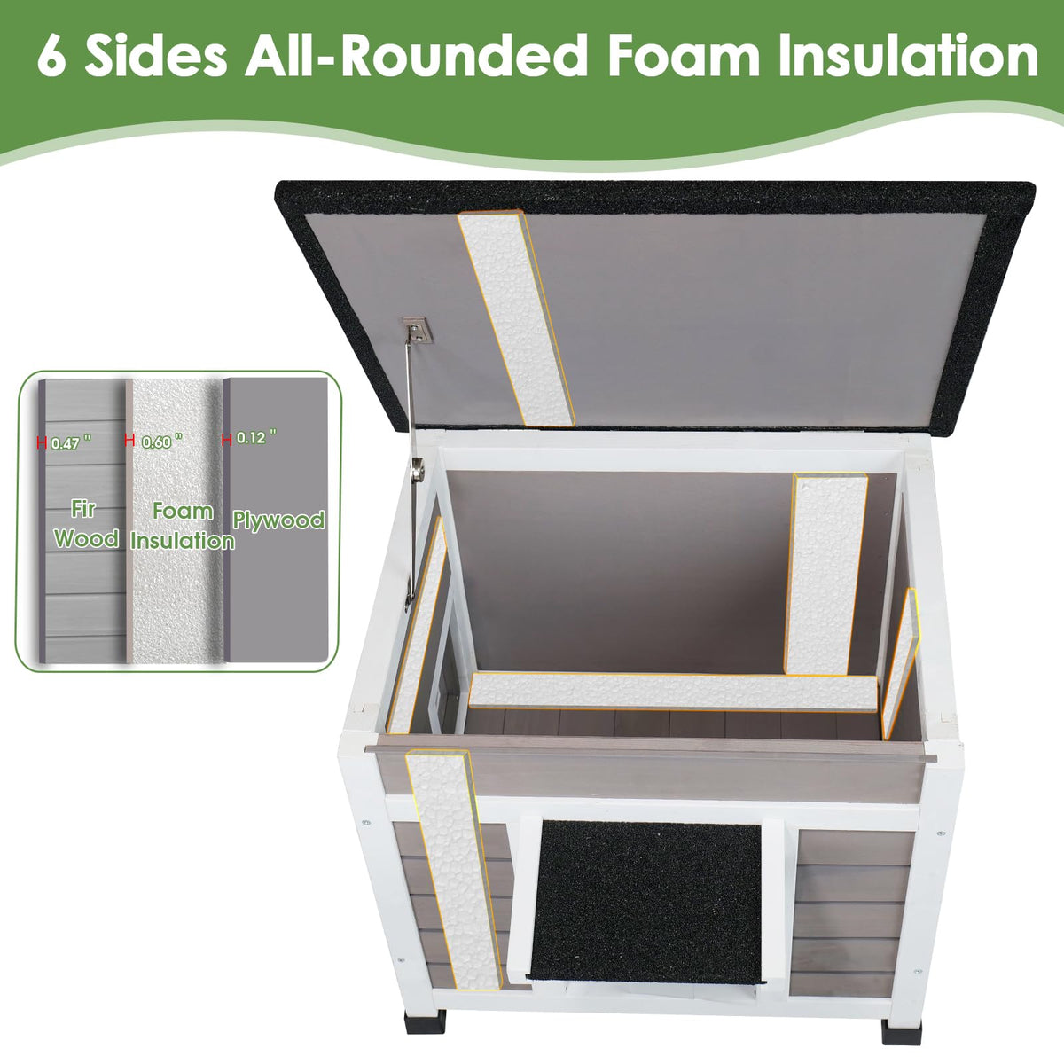 Grey Outdoor Insulated Cat House J856191