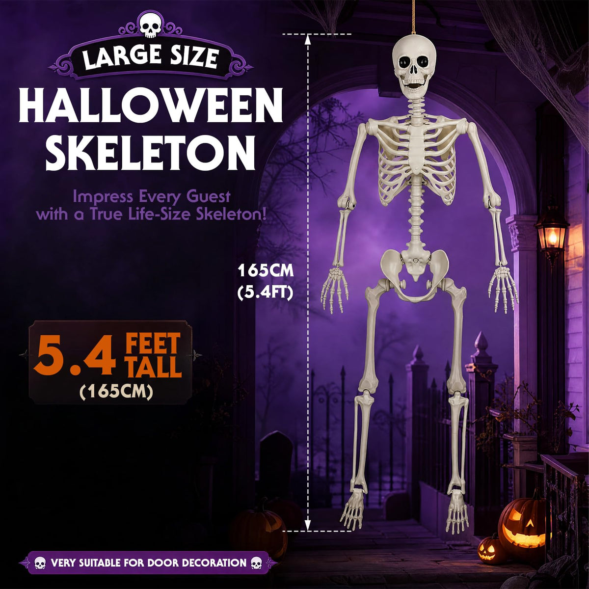 5.4 Ft Halloween Full Body Skeleton X11755