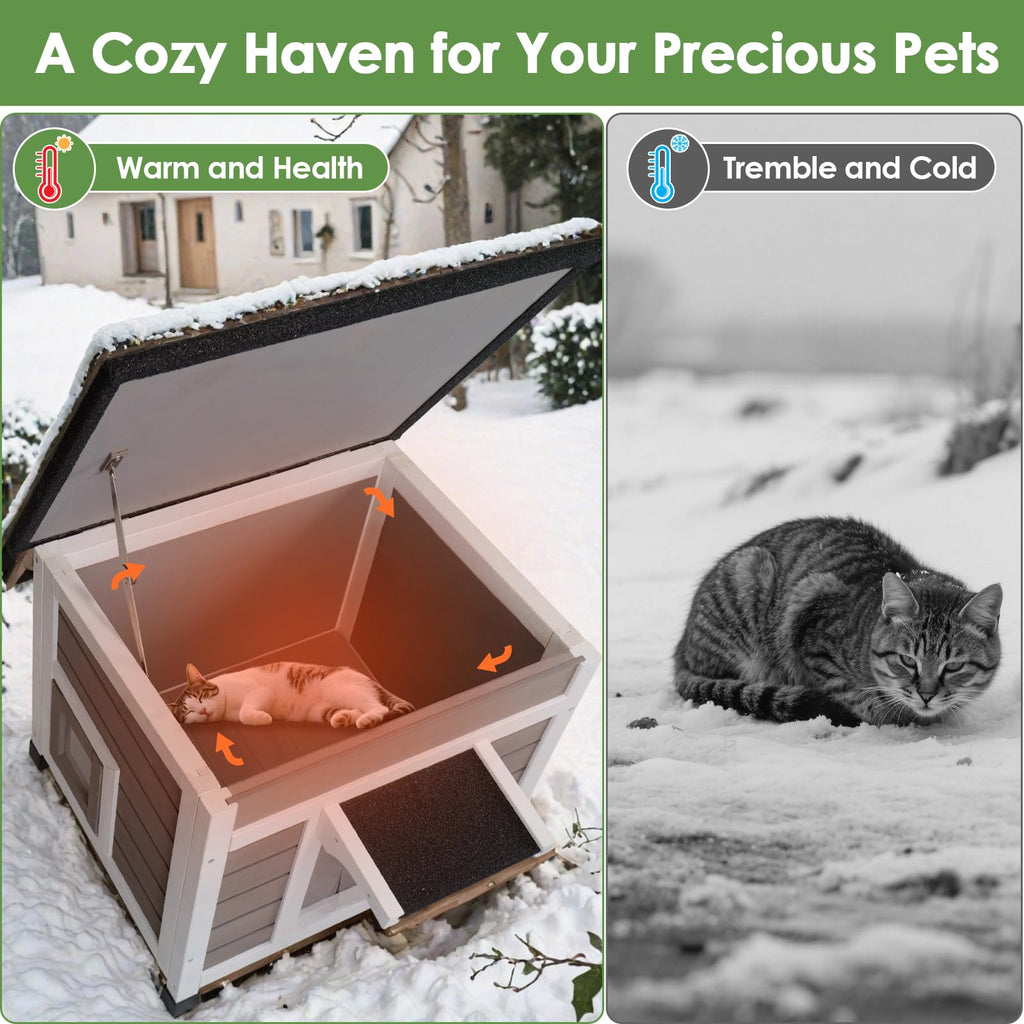 Grey Outdoor Insulated Cat House J856191