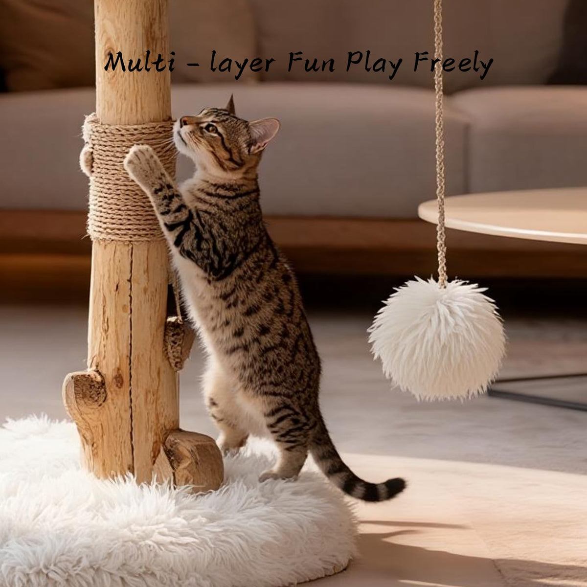 Modern Cat Tree Tower with Sisal Scratching Post T392432