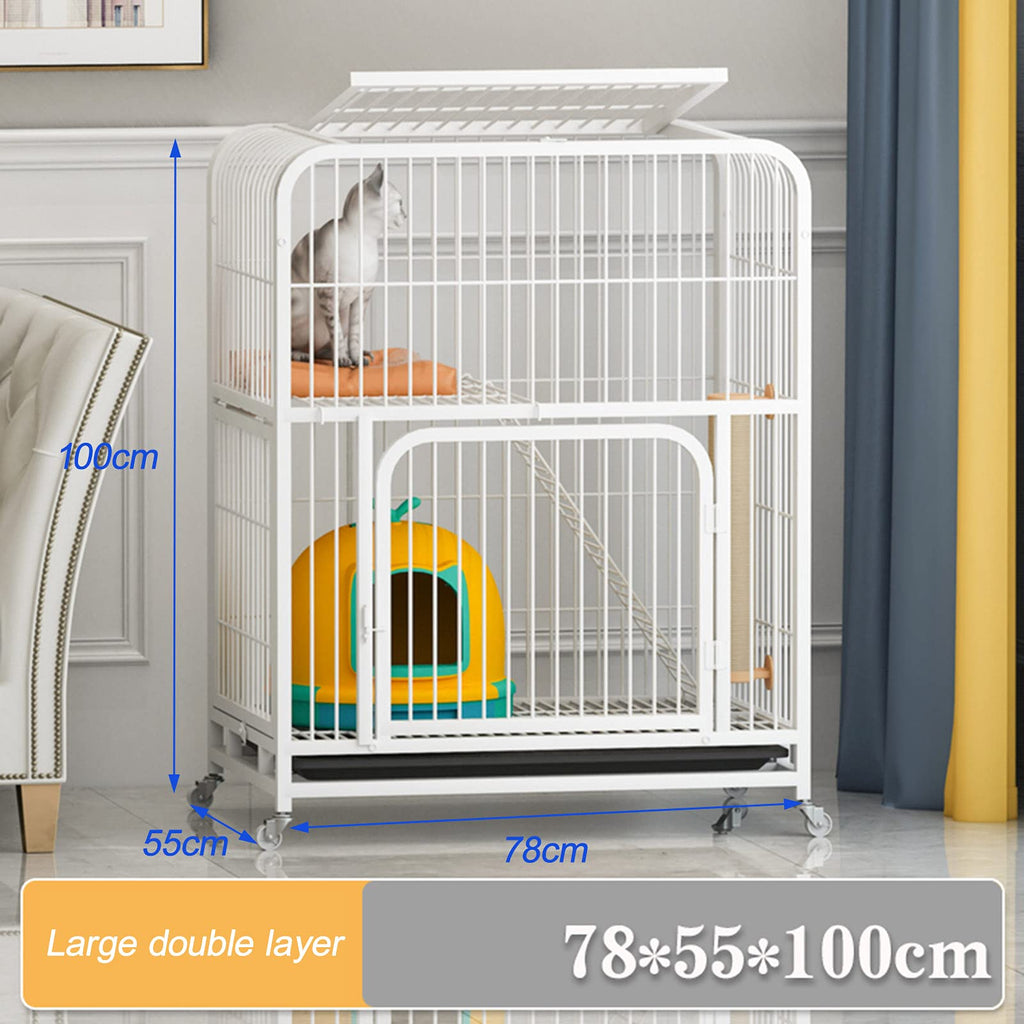 Large 3-Tier Metal Wire Cat Cage with Hammock and Casters E485