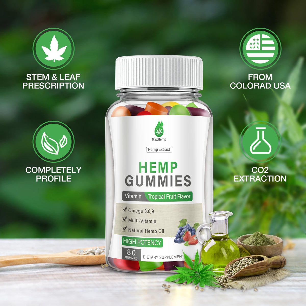 Hemp Gummies 100% Natural Organic Vegan 3 Packs I451899