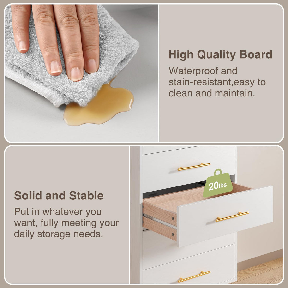 White 5 Drawer Dresser R912