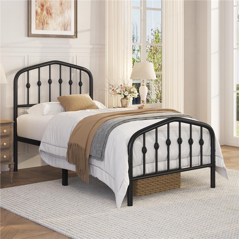 Twin Metal Bed Frame with Victorian Headboard P4113