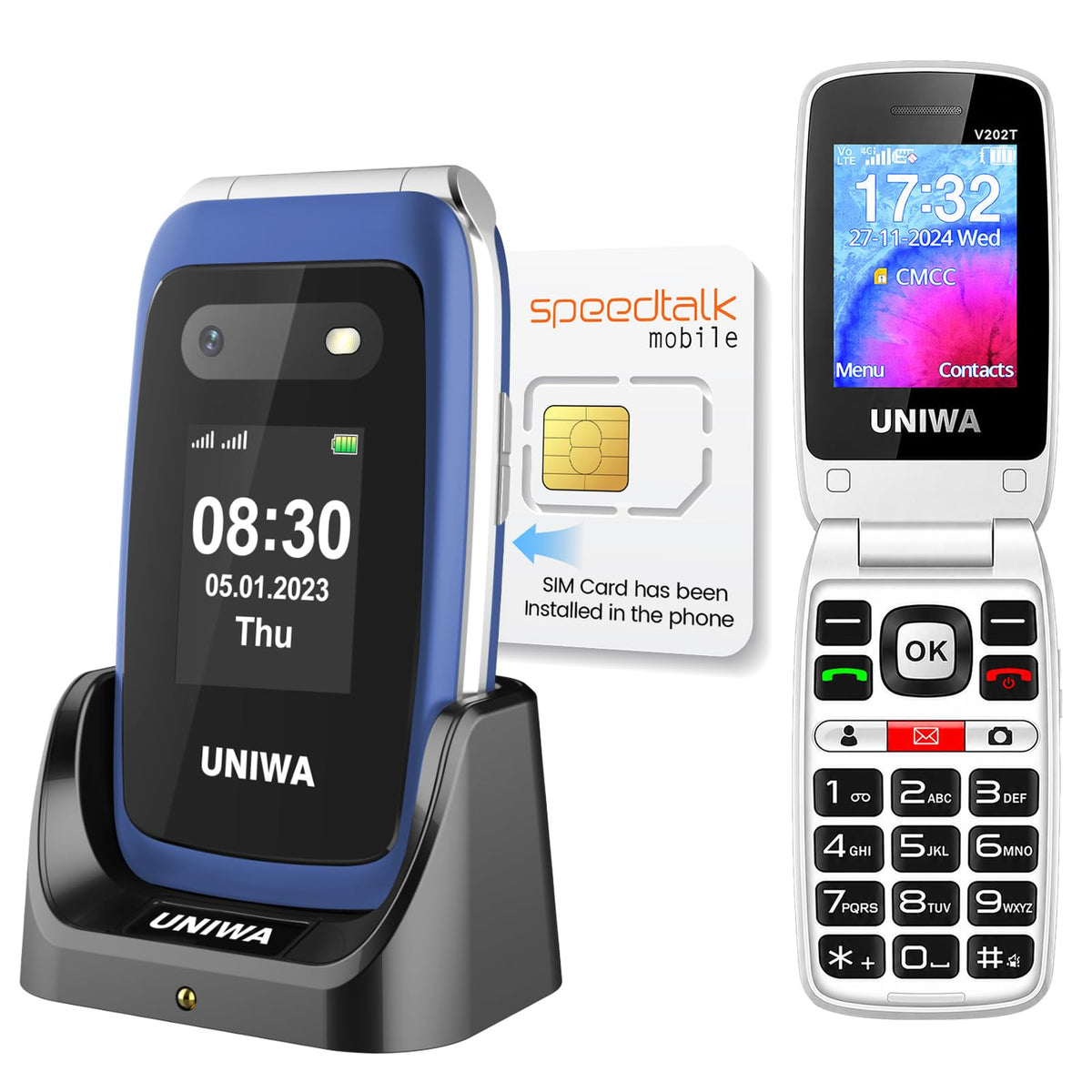 4G Flip Phone Unlocked with Dual Screen, SOS Button, Big Fonts, Camera, Bluetooth, FM Radio, 1450mAh Battery K3282