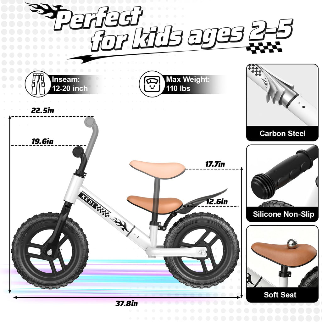 Adjustable Toddler Balance Bike with Fender and LED Tires P7028