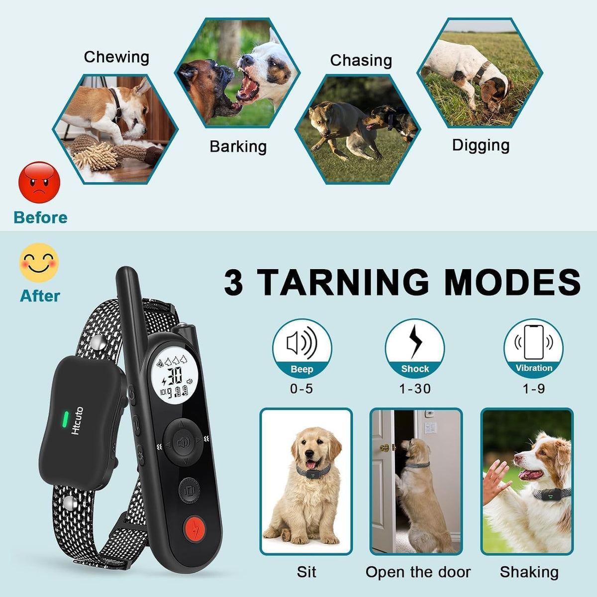 Wireless Dog Fence and Remote Training Collar, IPX7 Waterproof, Black D764271