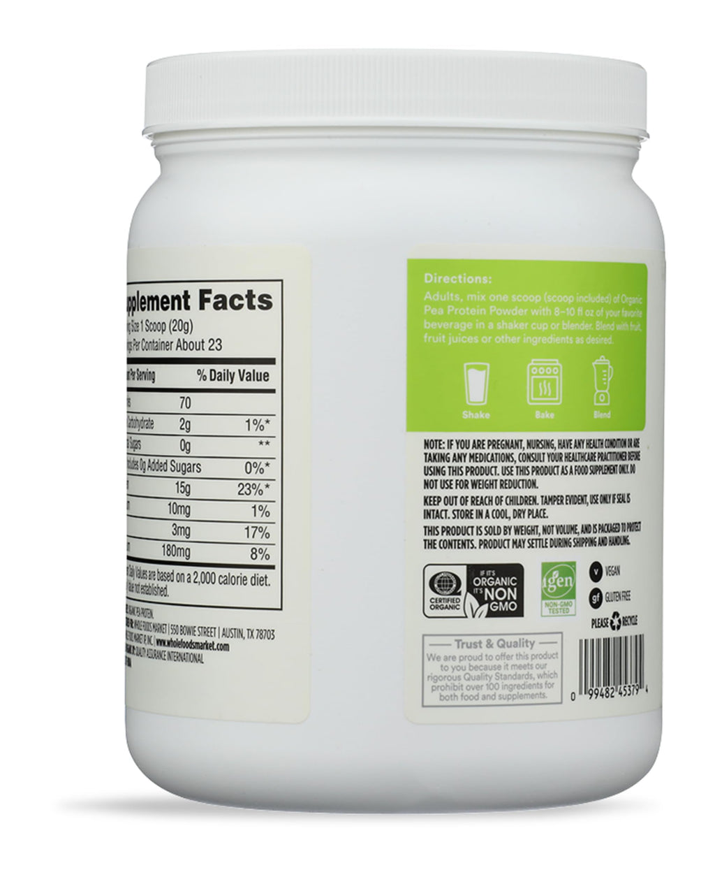 Organic Pea Protein, 16 Ounce K19763