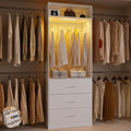 Wooden 11FT Closet Organizer with 3 Drawers and 4 Hanging Rods White O815401