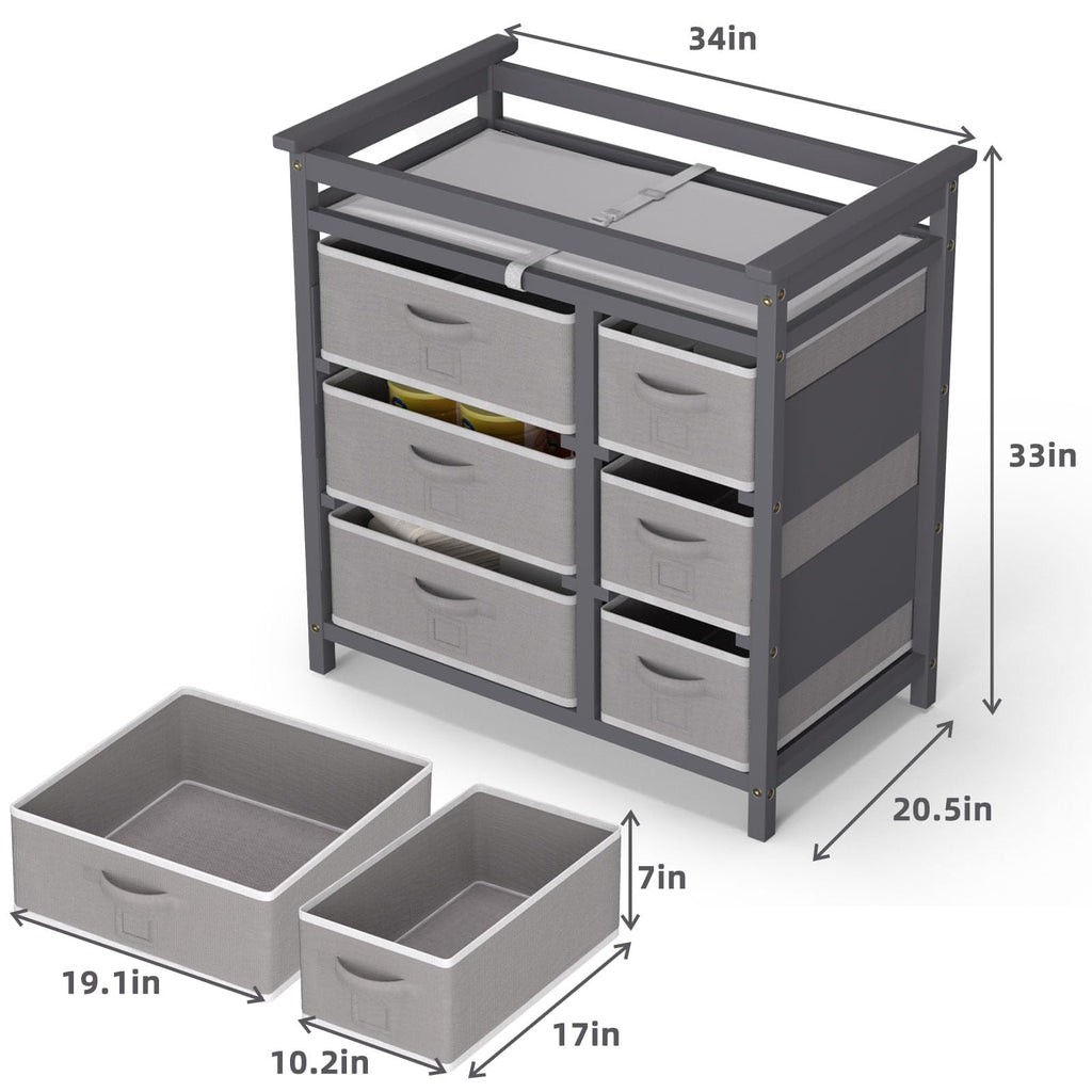 Baby Changing Table with 6 Drawers Storage Station O31414