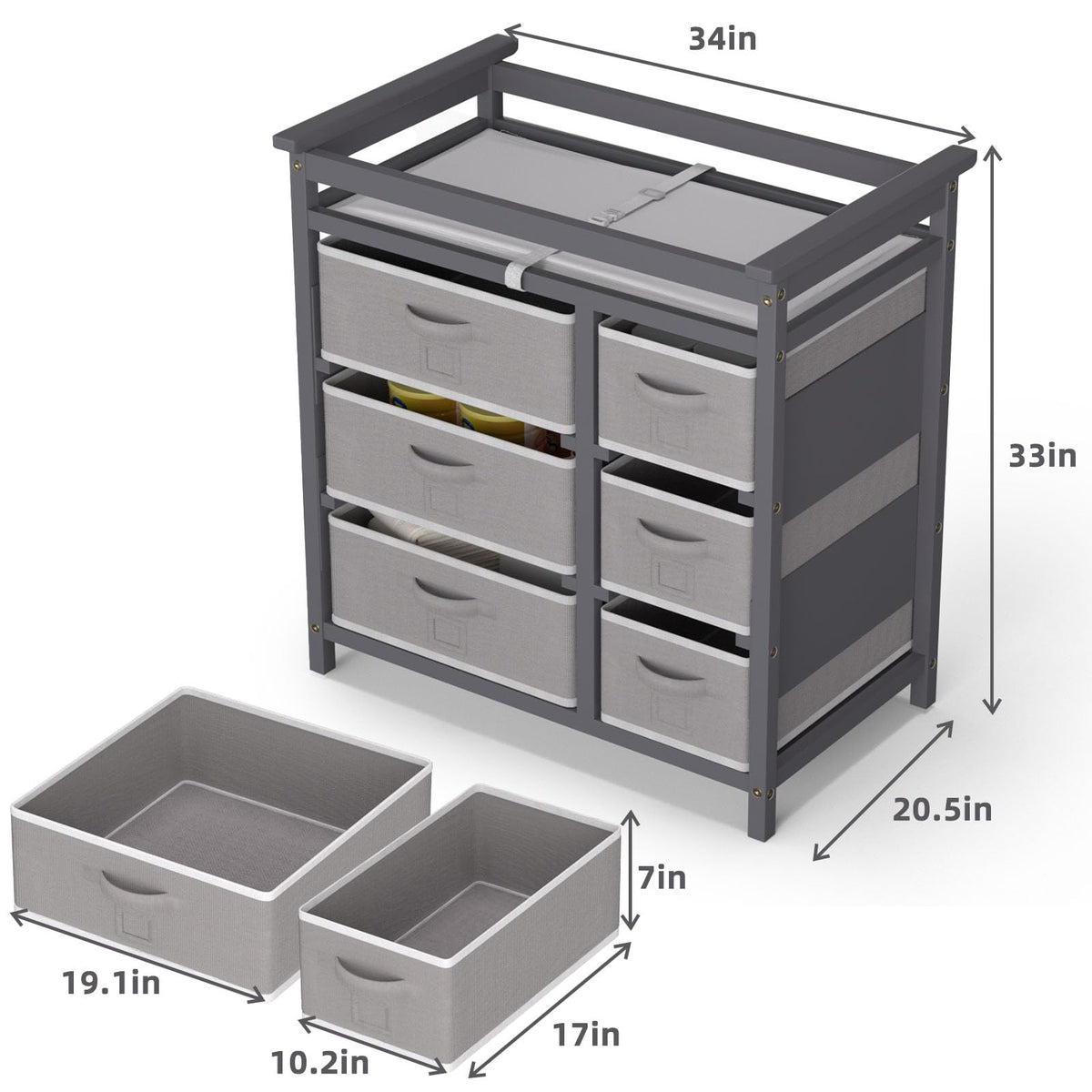 Baby Changing Table with 6 Drawers Storage Station O31414