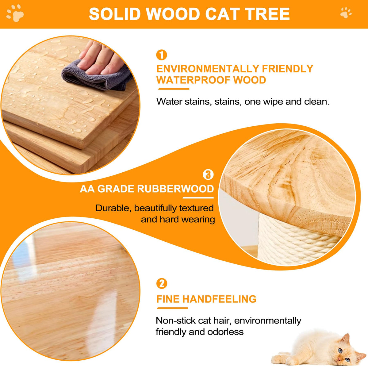 Solid Wooden Cat Tree Tower with Scratching Post C25066