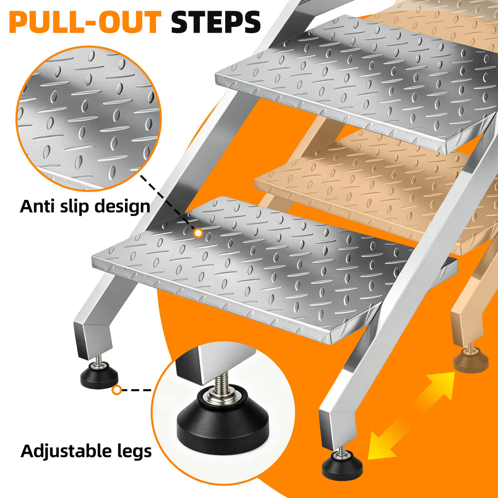 304 Stainless Steel Dog Washing Station with Stairs and 2 Drawers J74664