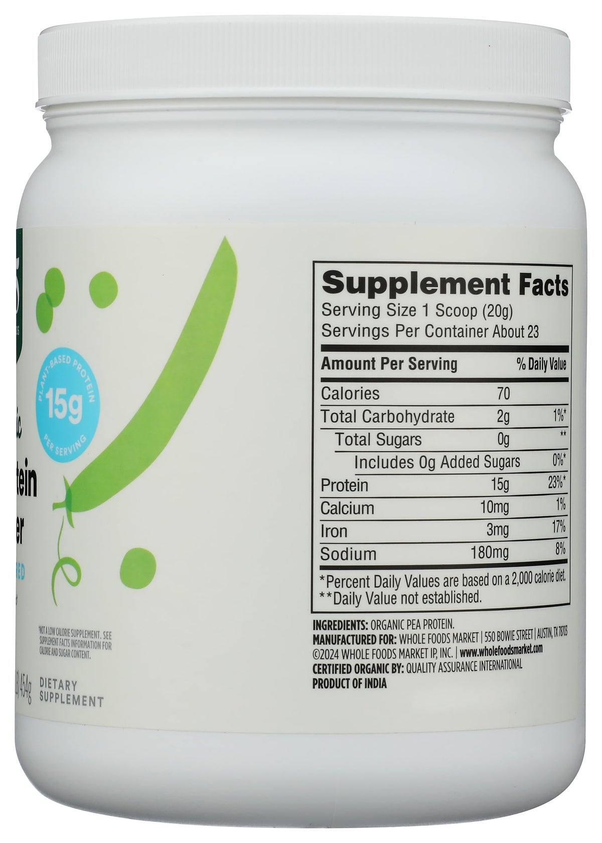 Organic Pea Protein, 16 Ounce K19763